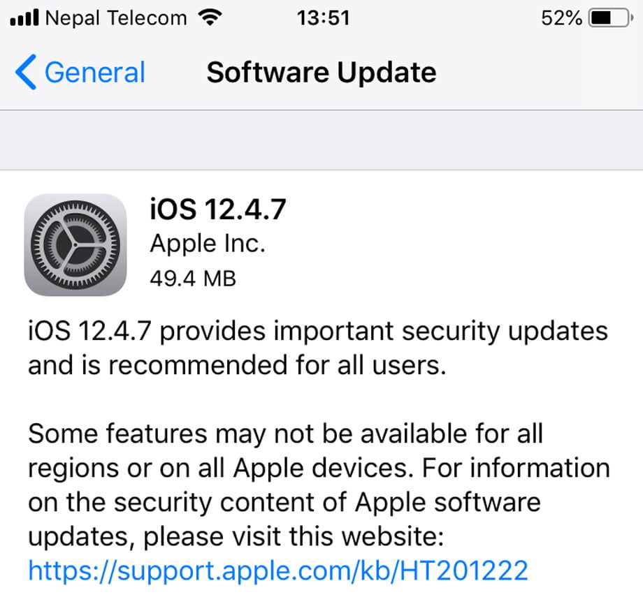 एप्पलका पुराना आईफोनहरु र आईप्याडहरुका लागि आईओएस १२.४.७ संस्करण जारी