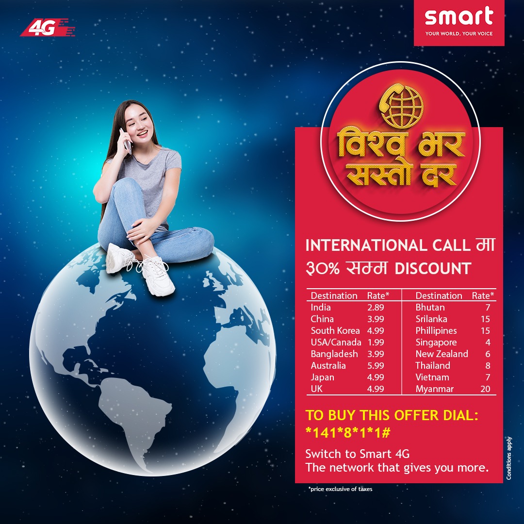 Smart 4G brings Discounts on International call