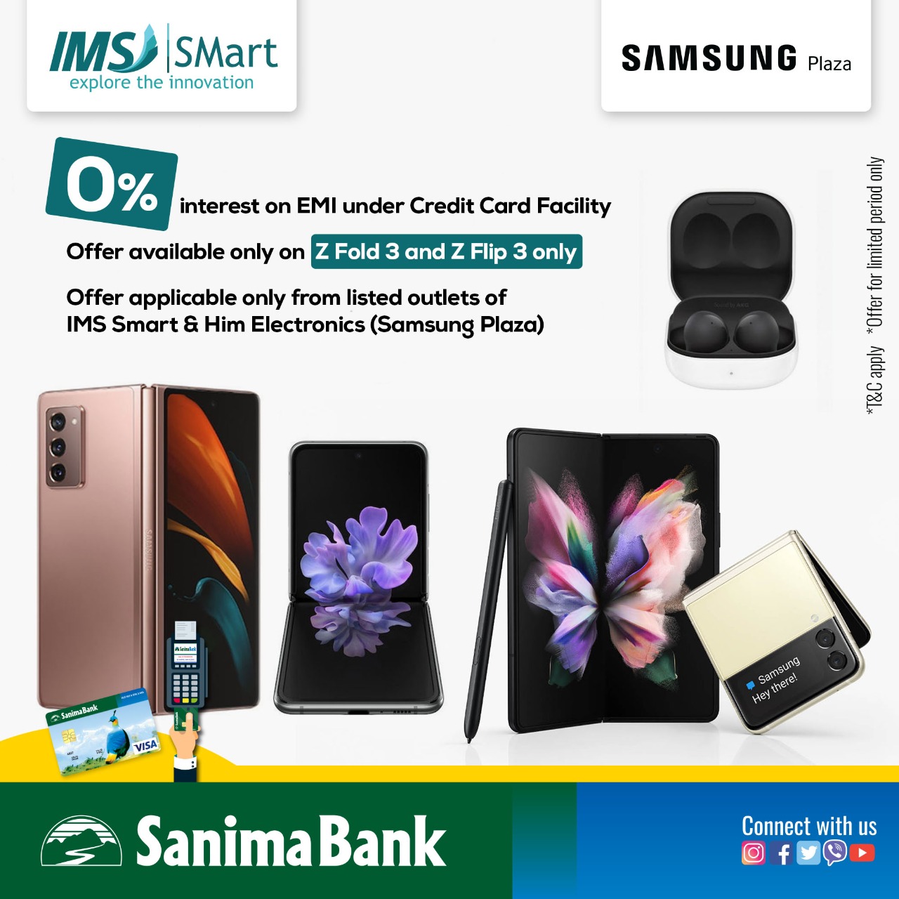 Sanima Bank offers Zero % EMI on purchase of Samsung Flagship Mobiles