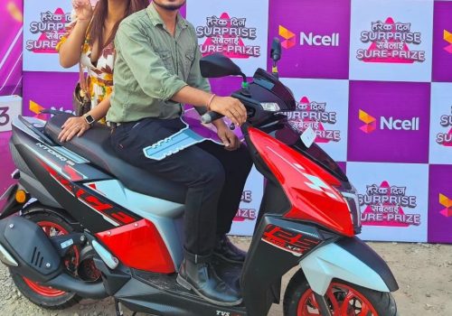 Ncell hands over scooter to 3 bumper prize winners